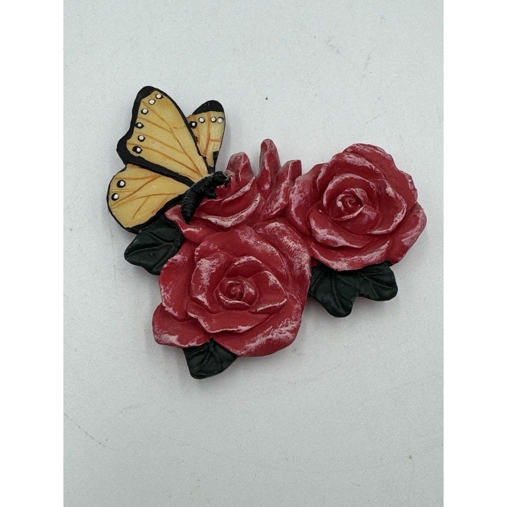 Vintage Butterfly &‎ Rose Resin Magnet